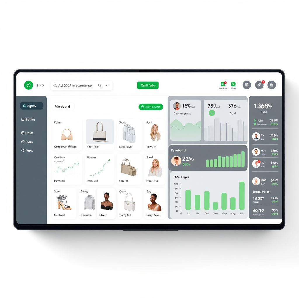 Pré-visualização de loja online e painel de encomendas