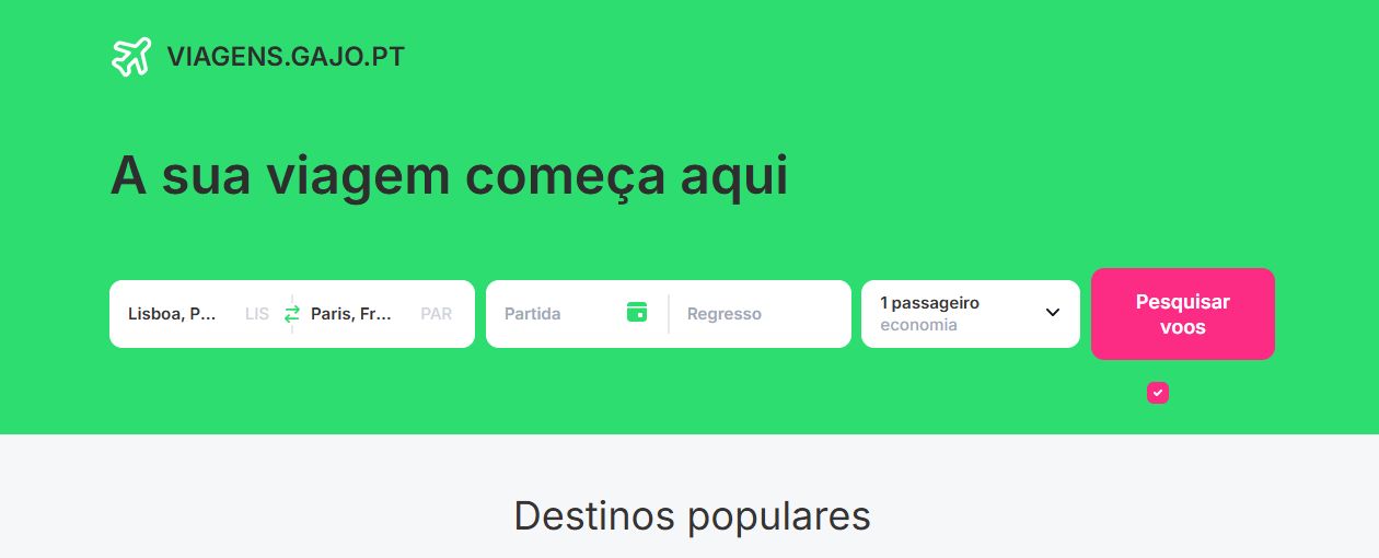 Página pública de Gajo Viagens
